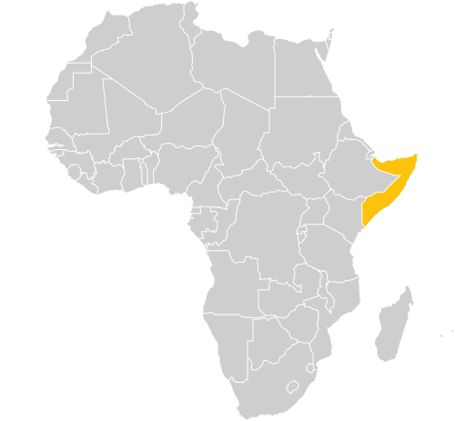 Map of Africa with Somalia highlighted